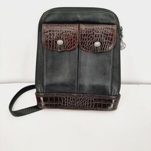 Brighton Handbag Women’s Black Leather Alligator Crossbody Shoulder Bag